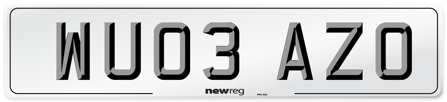 WU03 AZO Number Plate from New Reg
